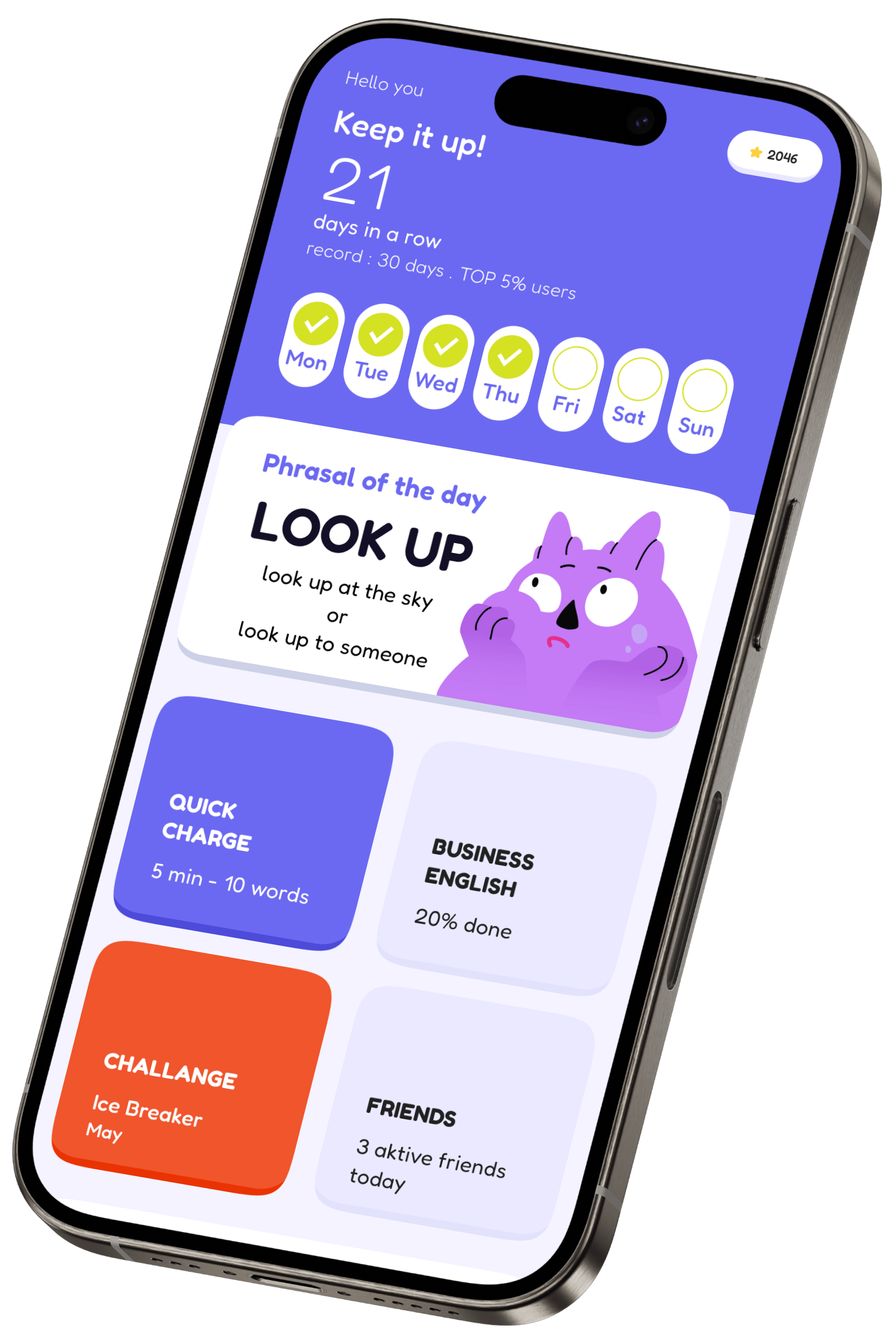Phrasely home screen